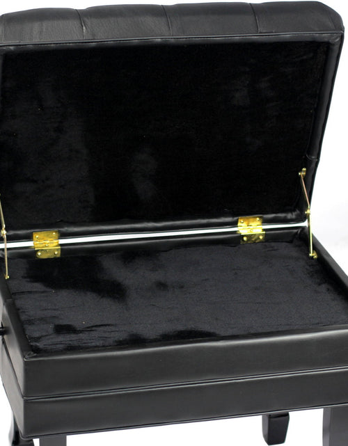 Load image into Gallery viewer, Genuine Leather Adjustable Piano Bench by GRIFFIN - Black Solid Wood Vintage Style &amp; Heavy-Duty Ergonomic Keyboard Stool - Cushion Seat With Storage by GeekStands.com
