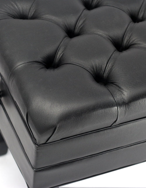 Load image into Gallery viewer, Genuine Leather Adjustable Piano Bench by GRIFFIN - Black Solid Wood Vintage Style &amp; Heavy-Duty Ergonomic Keyboard Stool - Cushion Seat With Storage by GeekStands.com

