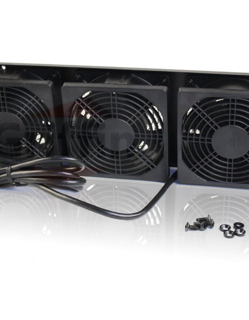 Load image into Gallery viewer, GRIFFIN Rackmount Cooling Fan - 3U Ultra-Quiet Triple Exhaust Fans, Keep Studio Audio Equipment Gear Cool - Rack Mount on Network IT System Server by GeekStands.com
