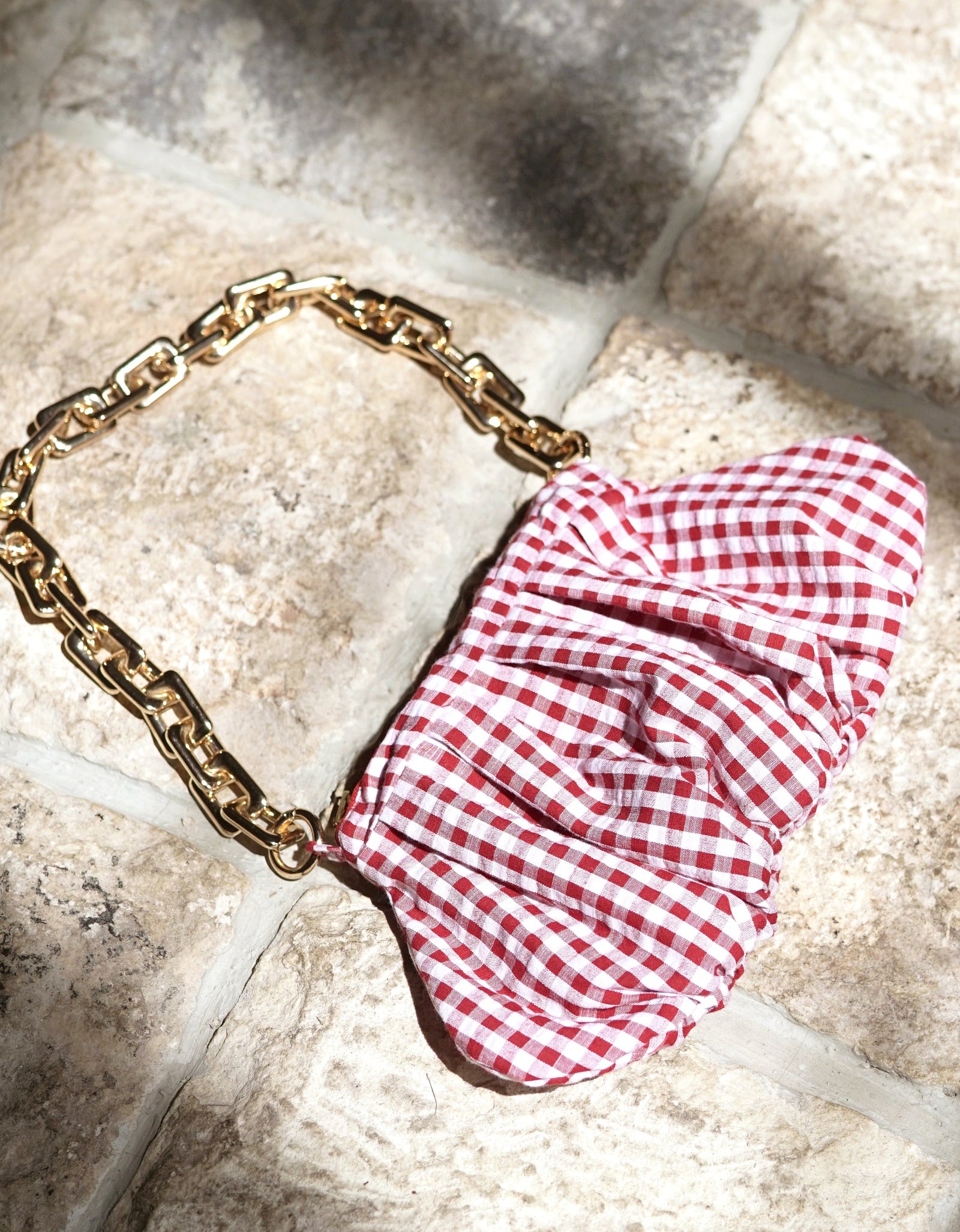 AWAN Ruffle Bag, in Red Gingham by BrunnaCo