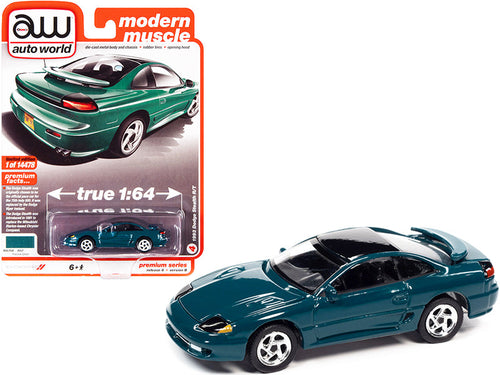 Load image into Gallery viewer, 1993 Dodge Stealth R/T Peacock Green with Black Top "Modern Muscle" Limited Edition to 14478 pieces Worldwide 1/64 Diecast Model Car by Auto World
