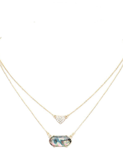 Load image into Gallery viewer, Heart Hexagon Bead Pendant Double Layered Necklace by Madeline Love
