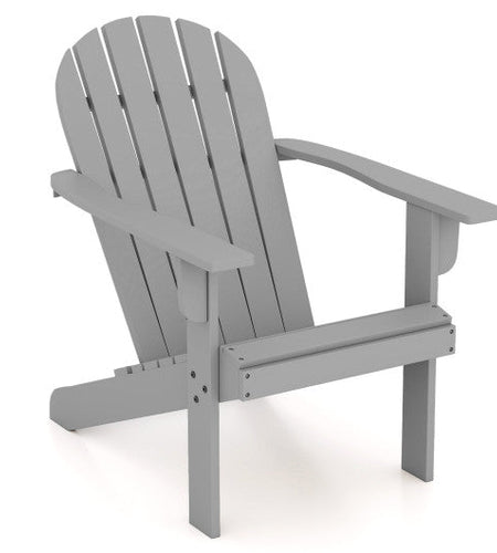 Acacia Wood Lounge Patio Adirondack Chair with Inclined Seat-Gray