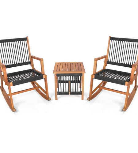 3 Pieces Acacia Wood Rocking Bistro Set