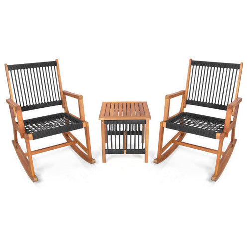 Load image into Gallery viewer, 3 Pieces Acacia Wood Rocking Bistro Set
