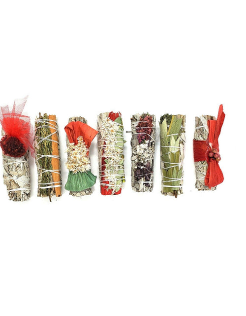 Load image into Gallery viewer, Holiday Gift Pack 7 Assorted Sage bundles -4" *Limited edition* by OMSutra
