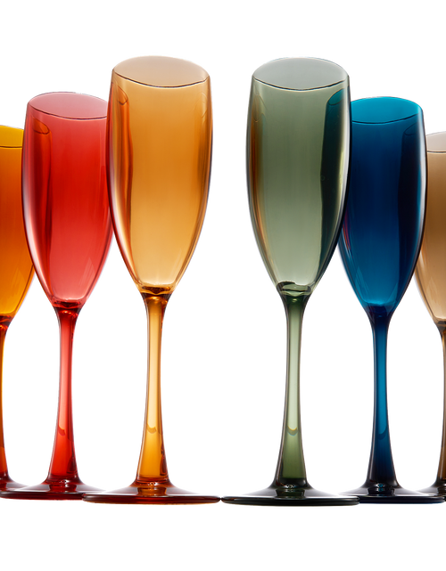 Load image into Gallery viewer, Unbreakable Pastel Color Acrylic Champagne Flutes Glasses | Set of 6 | European Style Toasting Cups 100% Tritan Drinkware, 5 oz Dishwasher Safe BPA-free plastic, Perfect for Wedding, Poolside Outdoors by The Wine Savant
