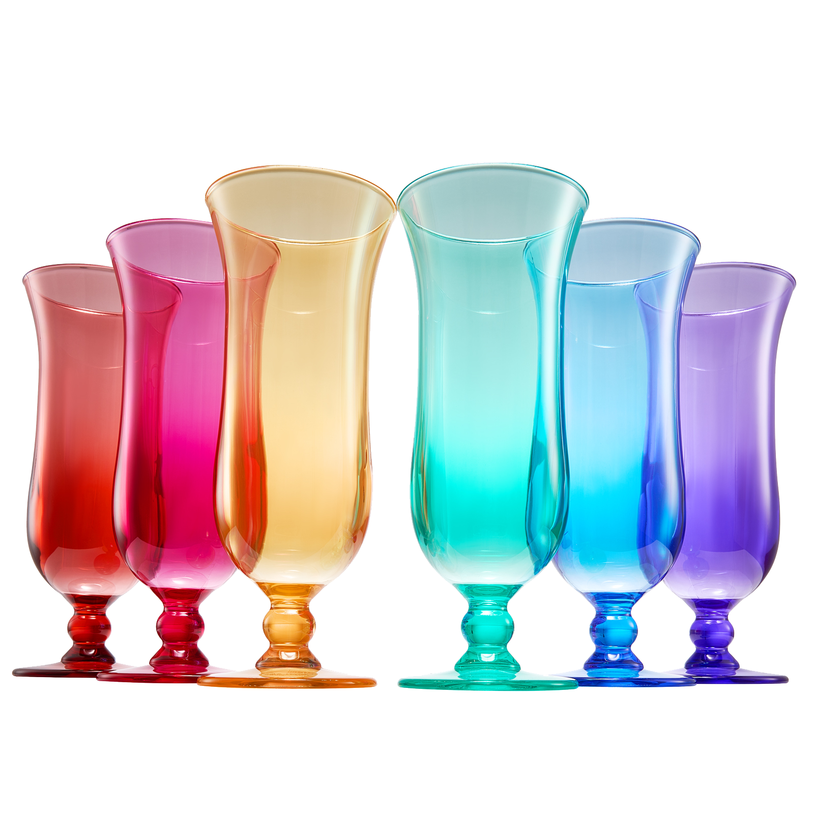 Unbreakable Color Hurricane Glasses | Set of 6 | 100% Tritan Drinkware, 14 oz Acrylic Dishwasher Safe Shatterproof BPA-free plastic, Reusable Pina Colada, Cocktail Margarita Tropical Party Drinkware by The Wine Savant