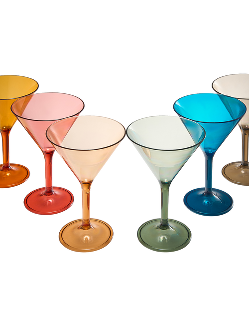 Load image into Gallery viewer, Unbreakable Pastel Color Acrylic Martini Glasses | Set of 6 | European Style Cocktail Cups 100% Tritan Drinkware, 5 oz Dishwasher Safe BPA-free plastic, For Wedding, Poolside Indoors &amp; Outdoors by The Wine Savant
