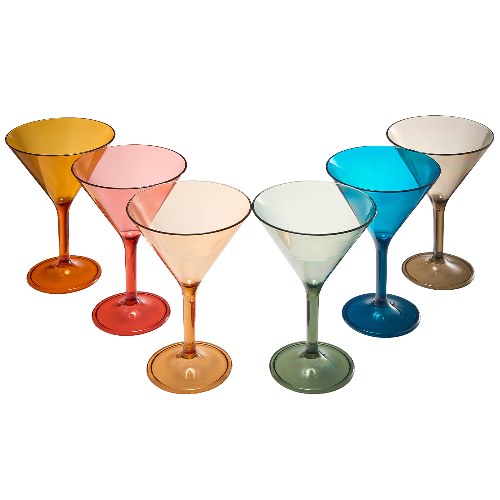 Unbreakable Pastel Color Acrylic Martini Glasses | Set of 6 | European Style Cocktail Cups 100% Tritan Drinkware, 5 oz Dishwasher Safe BPA-free plastic, For Wedding, Poolside Indoors & Outdoors by The Wine Savant