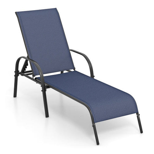 Load image into Gallery viewer, Adjustable Patio Chaise Folding Lounge Chair with Backrest-Navy
