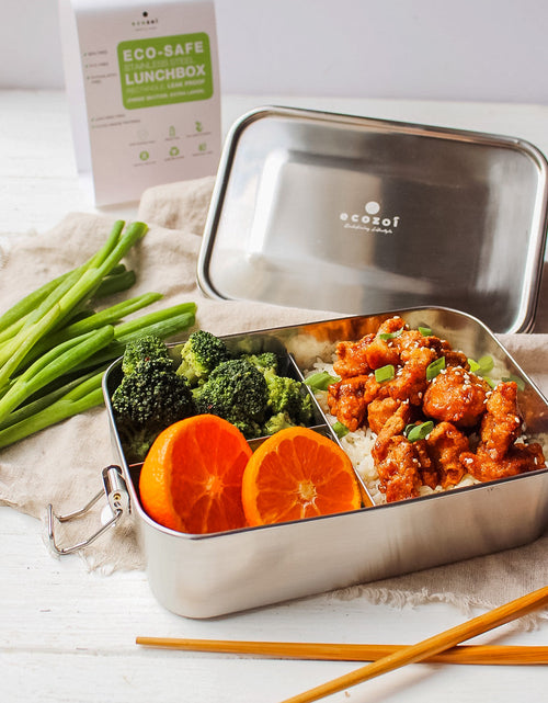 Load image into Gallery viewer, Stainless Steel Lunch Box, 3 Compartment Leak Proof, 50 Oz by ecozoi
