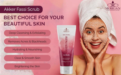Load image into Gallery viewer, Akker Fassi Scrub 100% Natural Deep Skin Cleanser &amp; Lightener 160 gram/ 5.64 fl oz by Morgan Cosmetics
