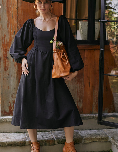 Load image into Gallery viewer, Alila Smocked Linen Midi Dress by ELF
