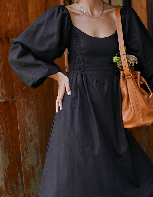 Load image into Gallery viewer, Alila Smocked Linen Midi Dress by ELF
