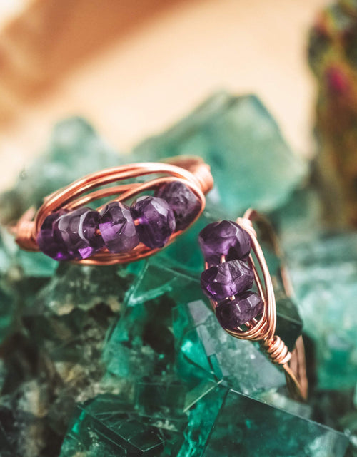 Load image into Gallery viewer, Amethyst Crystal Wire Ring by Salt and Sparkle
