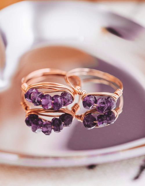 Load image into Gallery viewer, Amethyst Crystal Wire Ring by Salt and Sparkle
