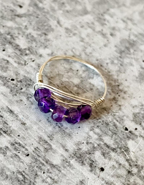 Load image into Gallery viewer, Amethyst Crystal Wire Ring by Salt and Sparkle
