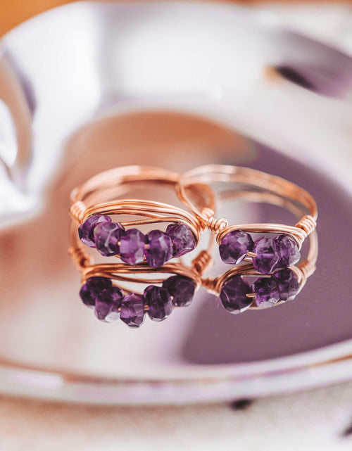 Load image into Gallery viewer, Amethyst Crystal Wire Ring by Salt and Sparkle
