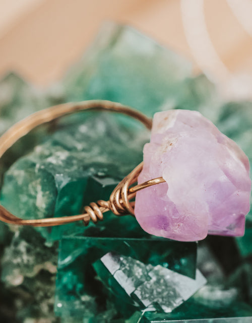 Load image into Gallery viewer, Amethyst Wire Wrapped Raw Crystal Ring by Salt and Sparkle
