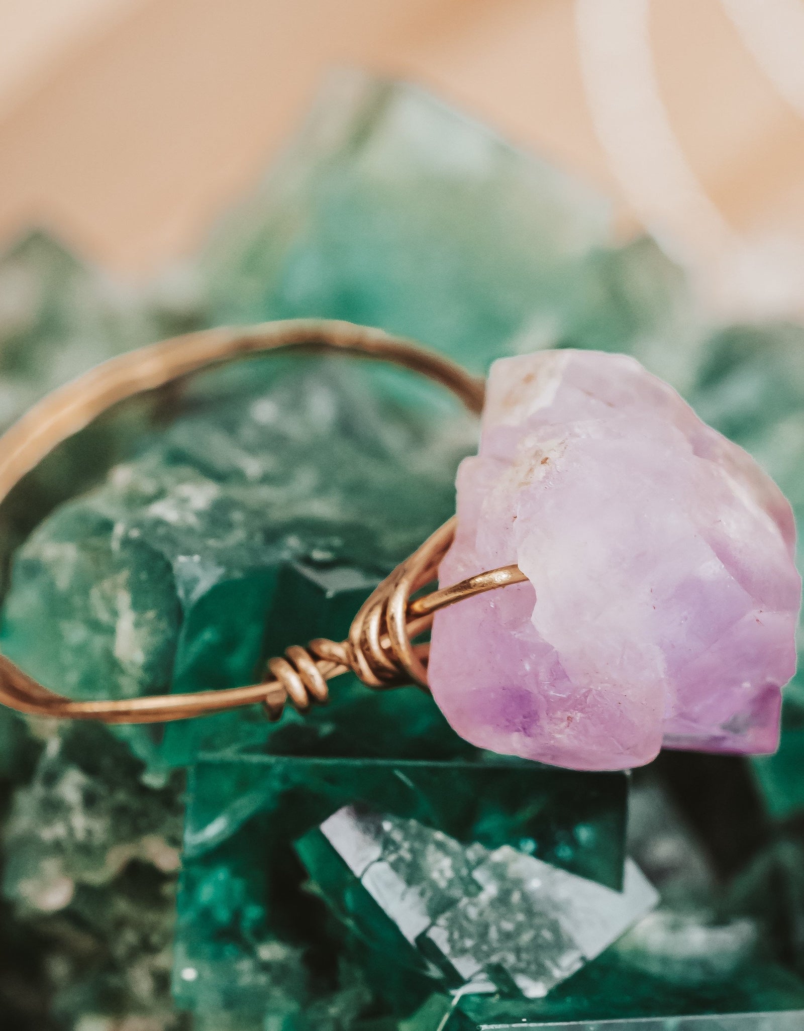 Amethyst Wire Wrapped Raw Crystal Ring by Salt and Sparkle