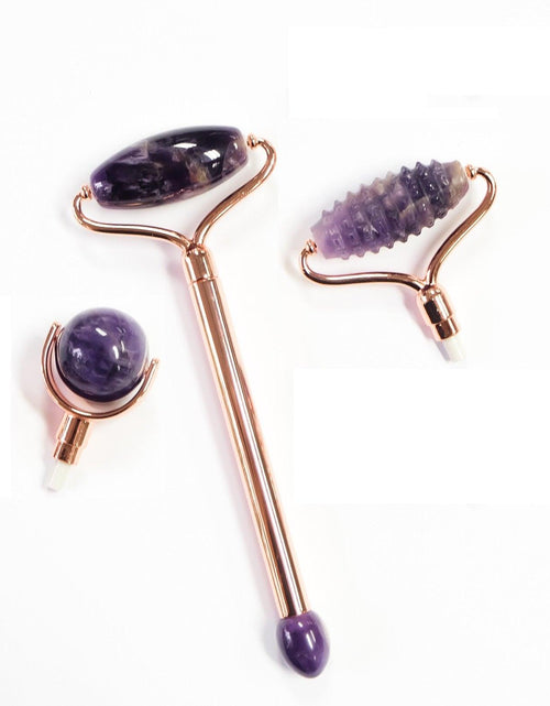 Load image into Gallery viewer, Changeable Amethyst Facial Roller - 3 Heads by ZAQ Skin &amp; Body
