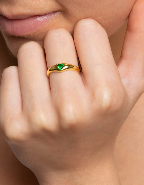 Load image into Gallery viewer, Amia Emerald Dome Ring by Little Sky Stone
