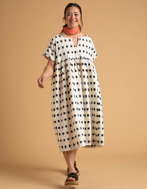 Load image into Gallery viewer, Meadow Dress - Ikat Squares by And For Good
