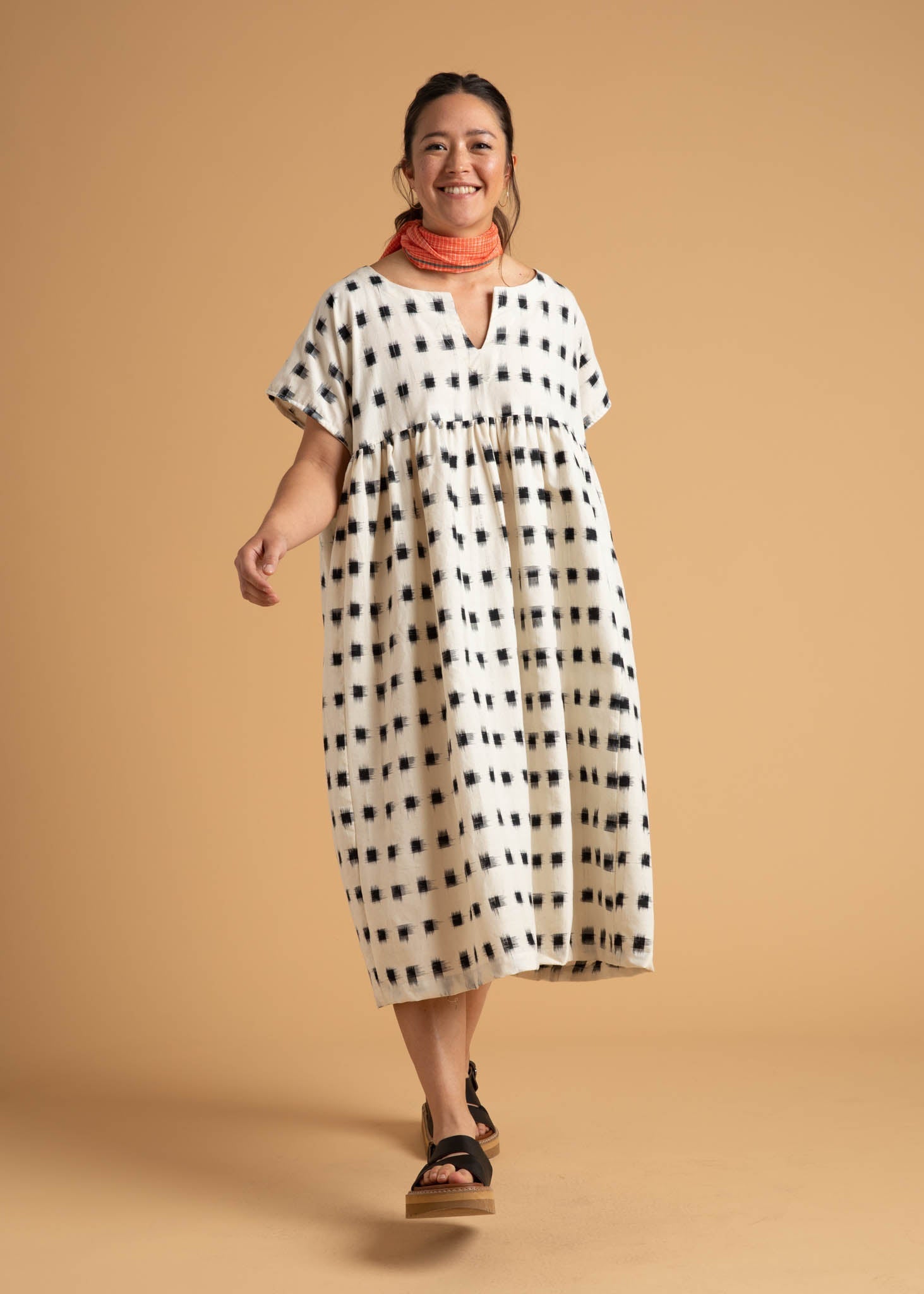 Meadow Dress - Ikat Squares by And For Good