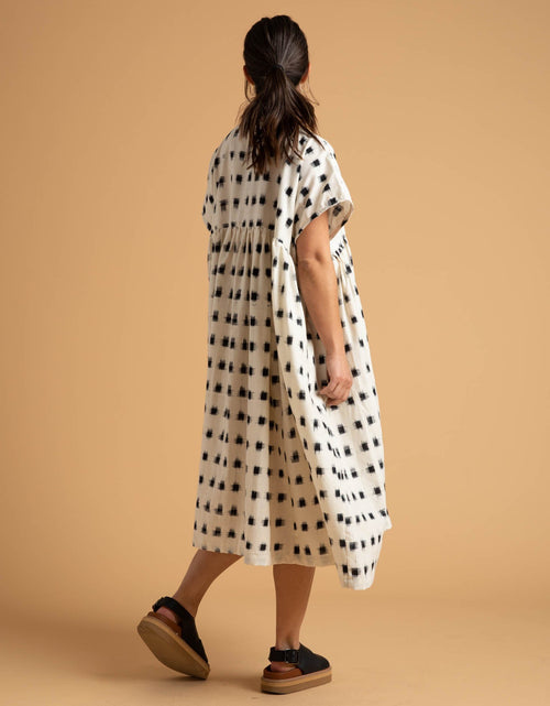 Load image into Gallery viewer, Meadow Dress - Ikat Squares by And For Good
