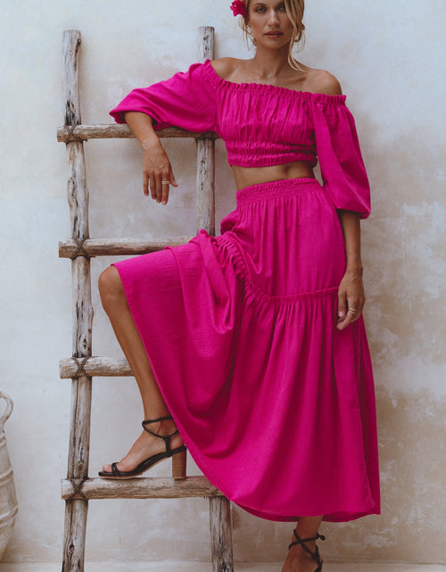 Load image into Gallery viewer, Annabelle Boho Linen Maxi Skirt by ELF
