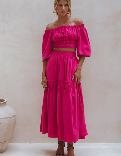 Load image into Gallery viewer, Annabelle Boho Linen Maxi Skirt by ELF
