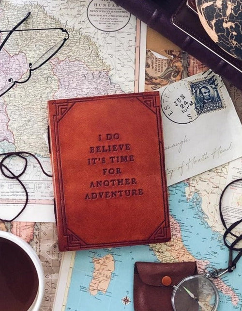 Load image into Gallery viewer, Another Adventure Quote Leather Journal by Soothi
