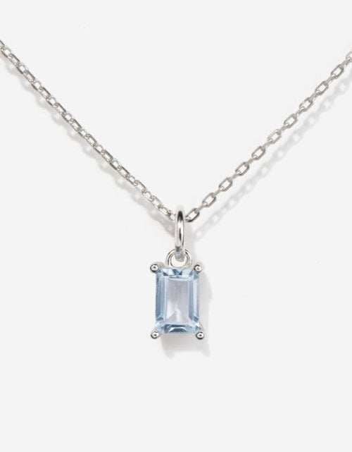 Load image into Gallery viewer, Birthstone Silver Necklace - March by Little Sky Stone
