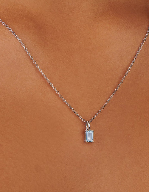 Load image into Gallery viewer, Birthstone Silver Necklace - March by Little Sky Stone
