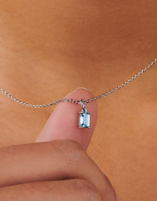 Load image into Gallery viewer, Birthstone Silver Necklace - March by Little Sky Stone
