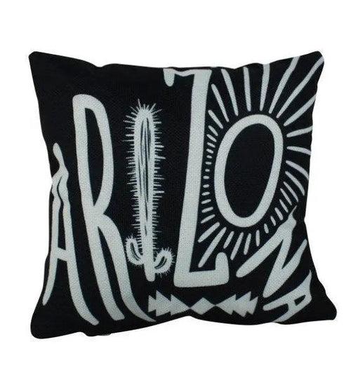 Load image into Gallery viewer, Arizona | Pillow Cover | South Western Decor | Throw Pillow | Cactus Decor | Arizona Art | Arizona Gifts | Gift idea | Black and White by UniikPillows

