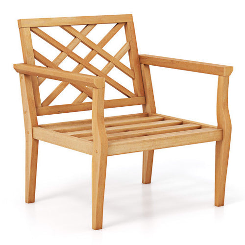 Load image into Gallery viewer, Teak Wood Slatted Patio Chair Armchair with Cozy Backrest and Armrests
