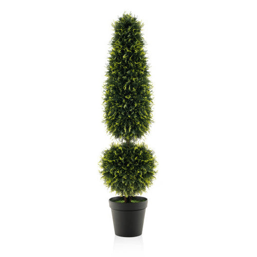 Load image into Gallery viewer, 4 Feet Artificial Boxwood Topiary Tree with Natural Vines and PE Leaves-Green
