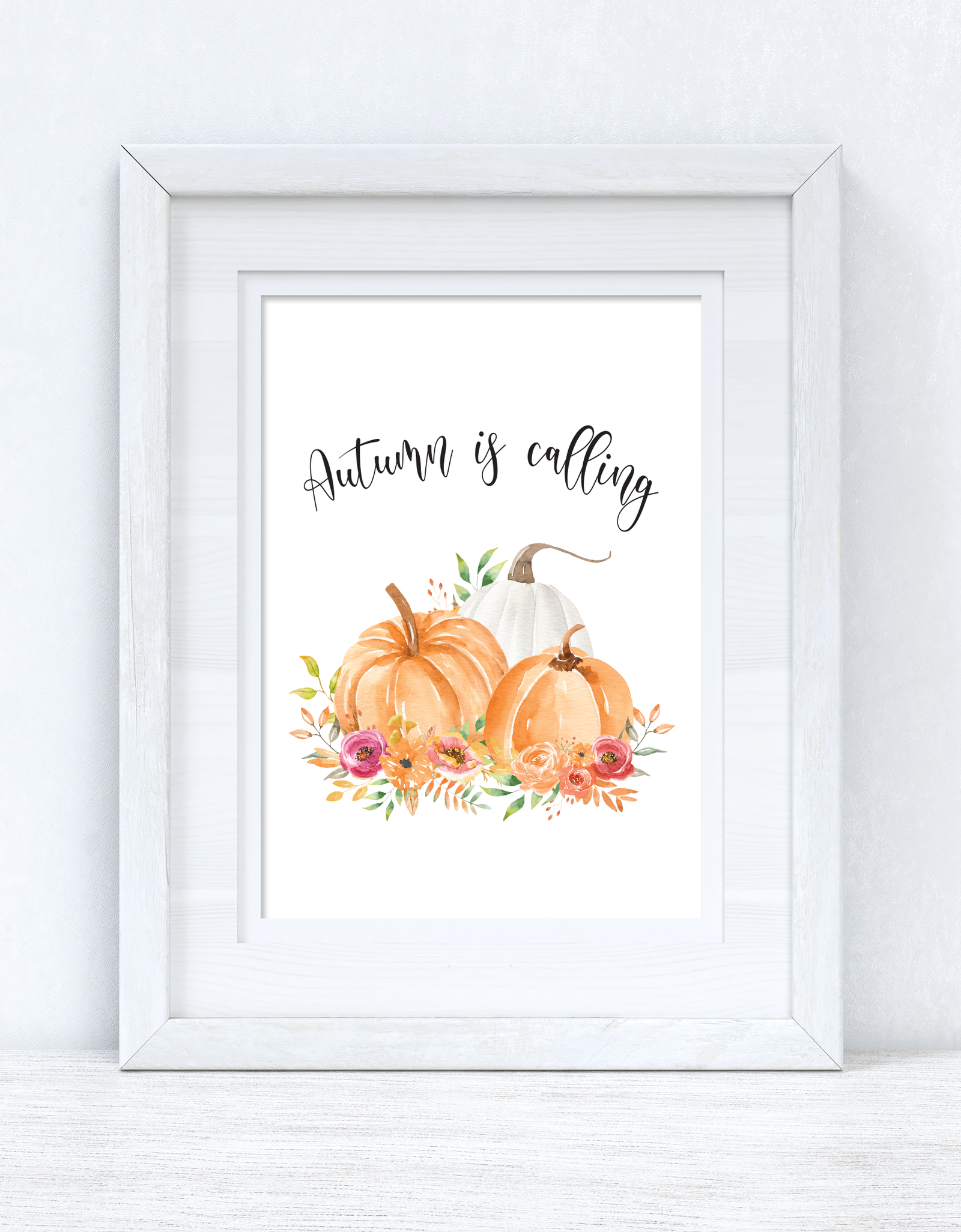 Autumn Is Calling Floral Pumpkins Autumn 2021 Seasonal Wall Home Decor Print by WinsterCreations™ Official Store