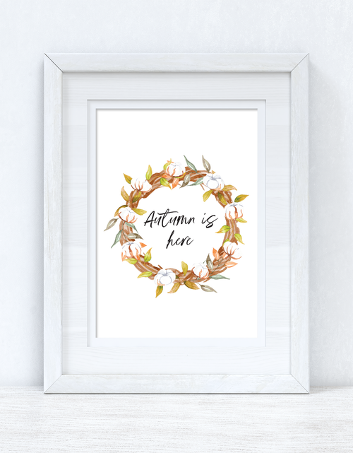 Load image into Gallery viewer, Autumn Is Here Cotton Wreath Autumn 2021 Seasonal Wall Home Decor Print by WinsterCreations™ Official Store
