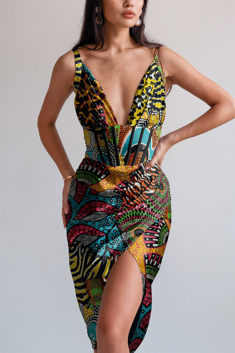 Draped midi dress by Averie