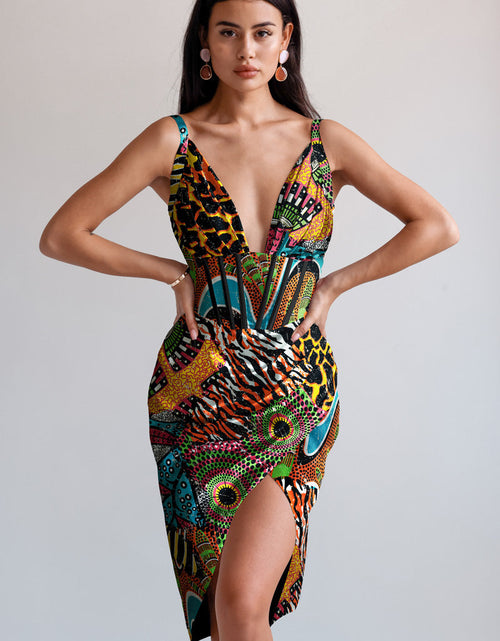 Load image into Gallery viewer, Draped midi dress by Averie
