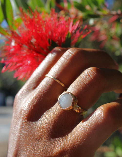 Load image into Gallery viewer, Rainbow Moonstone Floral Band by Toasted Jewelry
