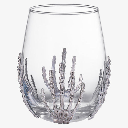 Load image into Gallery viewer, Stemless Skeleton Wine Glass | Set of 2 | 17oz Halloween Skeleton Glasses 5" H, Goth Gifts, Skeleton Gifts, Skeleton Decor, Spooky Wine Gift Set, Perfect for Halloween Themed Parties by The Wine Savant
