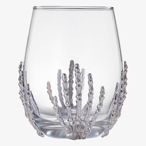 Load image into Gallery viewer, Stemless Skeleton Wine Glass | SINGLE | 17oz Halloween Skeleton Glasses 5" H, Goth Gifts, Skeleton Gifts, Skeleton Decor, Spooky Wine Gift Set, Perfect for Halloween Themed Parties by The Wine Savant
