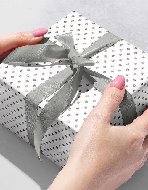 Load image into Gallery viewer, Holographic Silver Dots Gift Wrap by Present Paper
