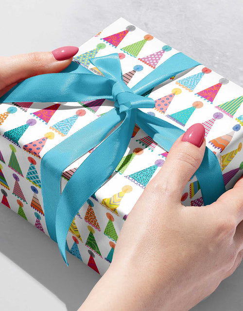 Load image into Gallery viewer, Party Hats Birthday Gift Wrap by Present Paper
