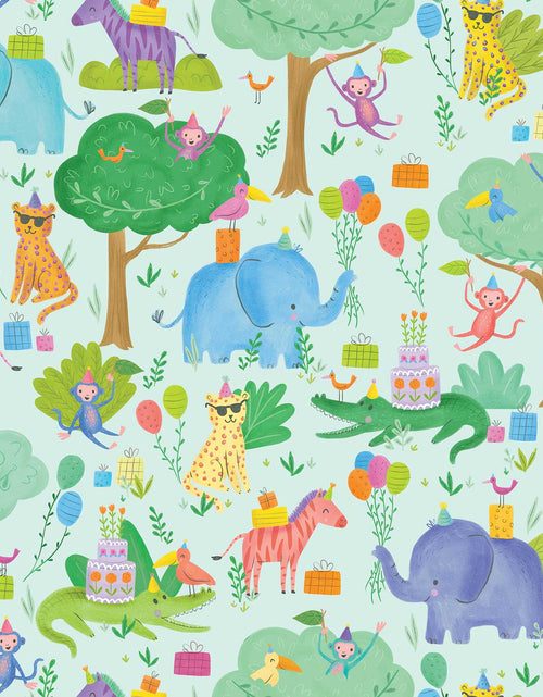 Load image into Gallery viewer, Jungle Party Birthday Gift Wrap by Present Paper
