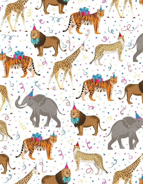 Load image into Gallery viewer, Zoo Animals Birthday Gift Wrap by Present Paper
